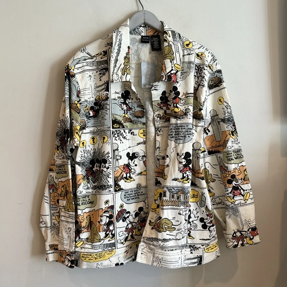 NWT RARE Disney Parks 2022 Mickey and‎ Friends Comic Denim Jacket Adult XXL - Picture 5 of 13